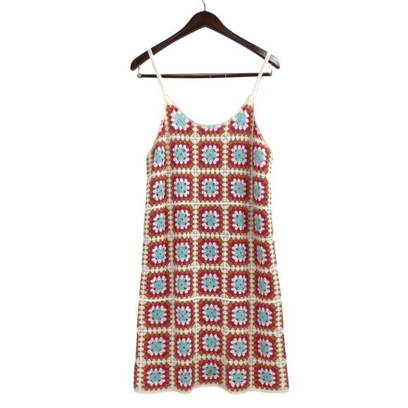 Willow & Wind Dresses & Skirts - Willow & Wind Womens Size Large Crochet Knit Sundress Colorful Boho Retro Hippie